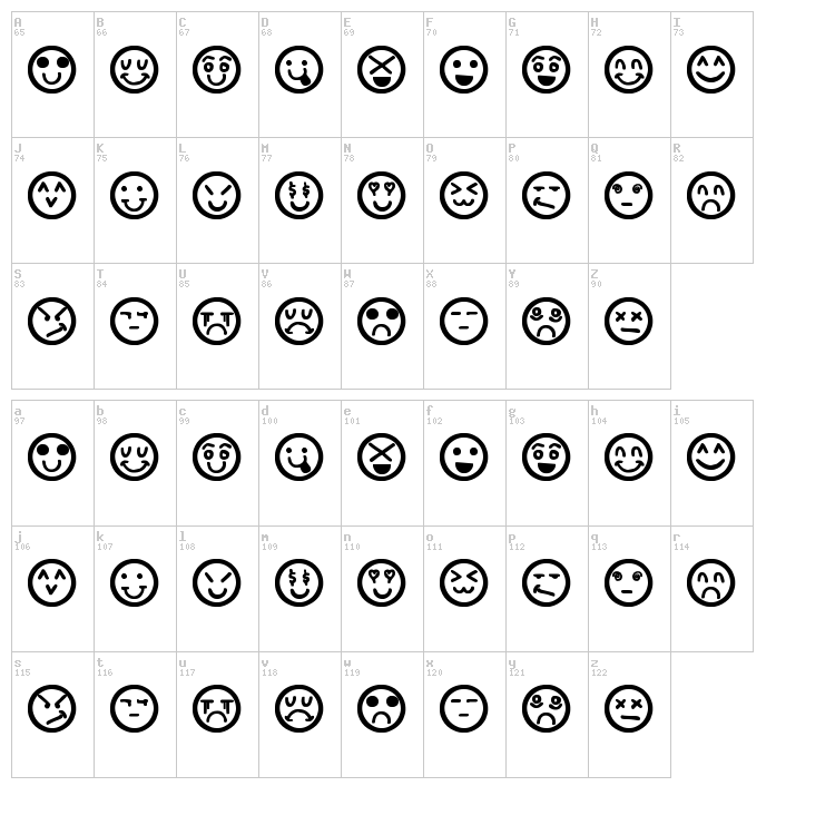 Hand Faces St font map